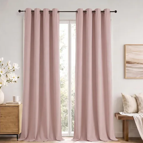 Vista 134 de Simplebrand Cortinas blancas puras de 96 pulgadas de largo para oscurecer la habitación, juego de 2 paneles para dormitorio/sala de estar, bloqueo