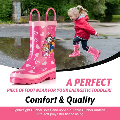 Vista 4 de Nickelodeon JoJo Siwa - Botas de lluvia de goma impermeables con asas fáciles de poner para niñas y niños pequeños