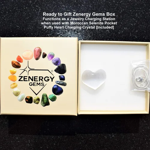 Vista 5 de Zenergy Gems CHARGED Colgante perfecto de cristal natural del Himalaya de 7 chakras + cadena de plata de 20 pulgadas + corazón de carga de selenita