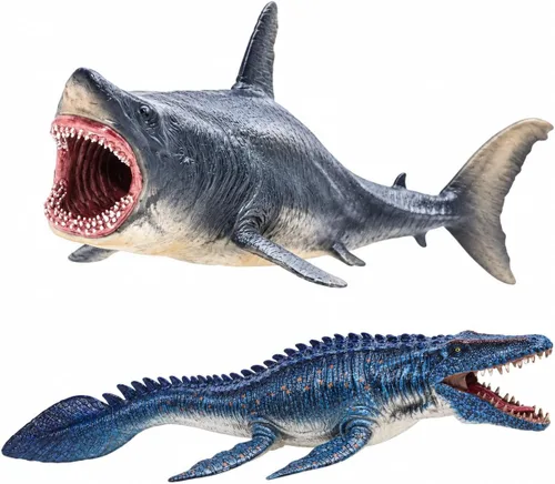 Vista 11 de Figura de acción de Mosasaurus, juguete realista de dinosaurio de mandíbula ancha, monstruo marino Mosasaurus, modelo de animal oceánico de plástico