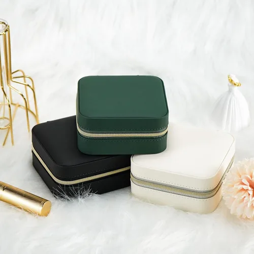 Vista 4 de Caja organizadora de joyas con espejo, artículos esenciales de viaje para mujeres y niñas, el mejor regalo para hija, novia, mamá, pequeña caja