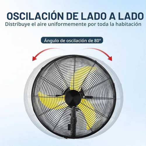 Vista 6 de ROVSUN Ventilador silencioso de pared de 20 pulgadas con motor BLDC, panel táctil con cable y control remoto, ventilador de pared industrial de alta