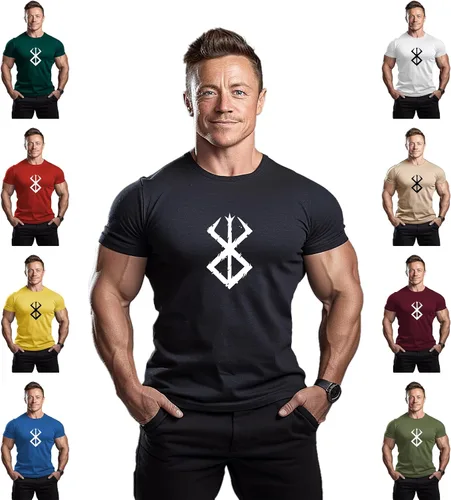 Vista 3 de ReedCA Berserk Musou - Camiseta de culturismo para hombre, para entrenamiento de gimnasio, camisetas de entrenamiento de moda, hipster, A Man of Iron