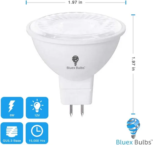 Vista 2 de BlueX - Paquete de 6 bombillas LED MR16 naranja, 4 W (equivalente a 40 vatios), base de dos pines GU5.3 de 12 V, decoración de fiesta, porche