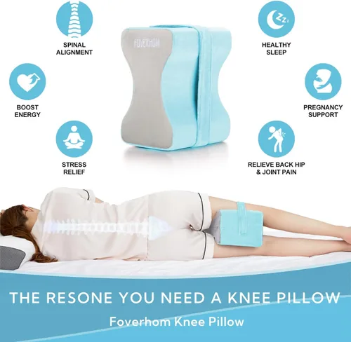 Vista 5 de foverhom Almohada de rodilla de espuma viscoelástica, almohada ortopédica de pierna para alivio de la ciática, dolor de espalda, embarazo, dolor