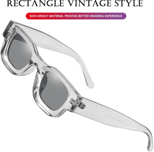 Vista 6 de AIEYEZO Lentes de sol rectangulares gruesos y modernos para mujeres y hombres estilo retro de los años 90 cuadrados polarizados
