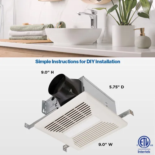 Vista 4 de Haier QVE801DTW 80 CFM 0.7 Sone Ventilador de escape montado en el techo con iluminación LED - Blanco