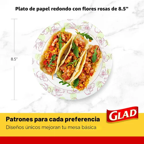 Vista 6 de Glad - Platos de papel desechables cuadrados para todas las ocasiones
