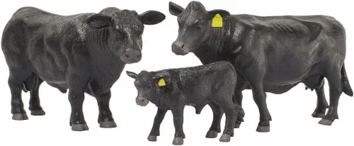 Vista 2 de Little Buster Toys Angus Bull Figura de ganado Angus negro a escala 1:16 Exhibición realista de granja y rancho Regalo de coleccionista listo