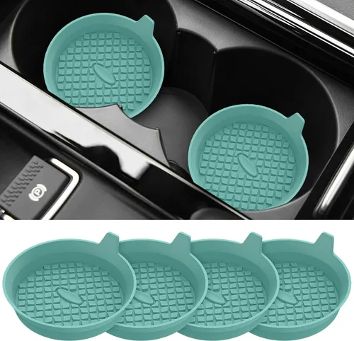 Vista 9 de ME.FAN Posavasos para Portavasos de Coche [Paquete de 4] Alfombrillas de Silicona para Tazas, Accesorios Interiores Universales Antideslizantes