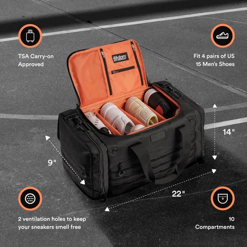 Vista 2 de Fitdom Bolsa de deporte para viajes, regalo de zapatillas de deporte, bolsa de gimnasio para deportes al aire libre, una bolsa de lona