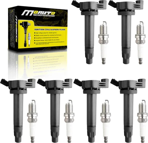 Vista 8 de Juego de 4 bobinas de encendido UF316 90919-02240 y 4 bujías de iridio compatibles con Scion Toyota XA XB Yaris Echo Prius Camry - L4 1.5L