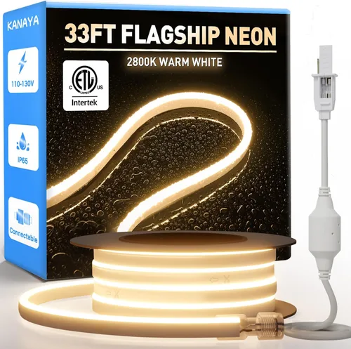 Vista 8 de KANAYA Luz de cuerda LED de neón de 16 pies con certificación ETL, CA 110V-120V conectable cortable iluminación IP65 impermeable, para decoración