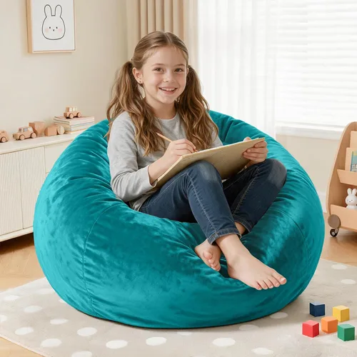 Vista 29 de Silla Puf de 2 Pies con Funda de Terciopelo Ultra Suave Sofá Puf con Espuma con Memoria Sillas Puf de Tamaño Grande Sofá Perezoso para Dormitorio