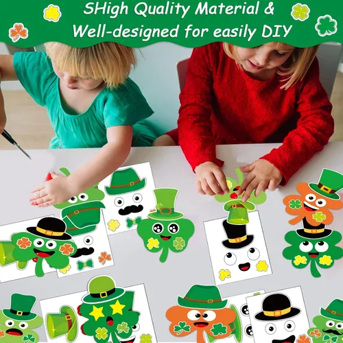 Vista 6 de chiazllta 36 paquetes de manualidades del día de San Patricio, arte de trébol para manualidades, para el día de San Patricio, haz tu propio juego