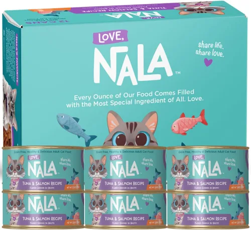 Vista 15 de LOVE, NALA - Comida húmeda natural para gatos adultos - Atún en copos con zanahoria y guisantes verdes en caldo - Sin granos, sin OMG, proteína