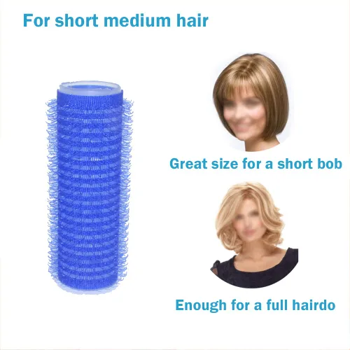 Vista 5 de 12 rizadores de pelo de plástico para cabello medio corto, rizador de pelo sin calor para flequillo, crea un peinado rizado natural, azul