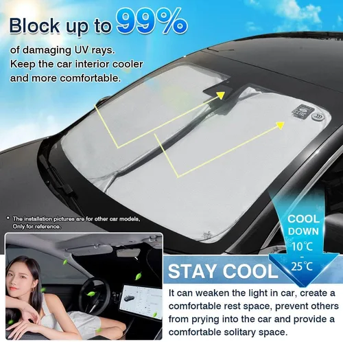 Vista 5 de Karltys Parasol para parabrisas delantero para Honda Civic 2016-2021, Cubierta de parasol de ventana plegable con ajuste personalizado para Civic