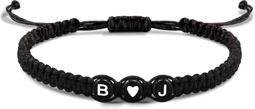 Vista 155 de Pulseras con iniciales para mujeres y hombres, regalos para novia, novio, pulseras de letras "I Love You", regalos para ella, él, mejor amigo
