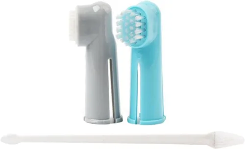 Vista 3 de Yardwe 2 Set PET Two Head Toothbrush Finger Brush Teeth Cleaning