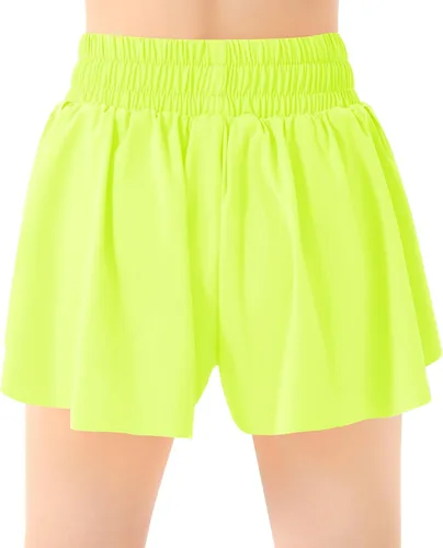 Vista 2 de Pantalones cortos fluidos de mariposa con bolsillo 2 en 1 para correr, pantalones cortos deportivos para niños, entrenamiento activo, animadoras