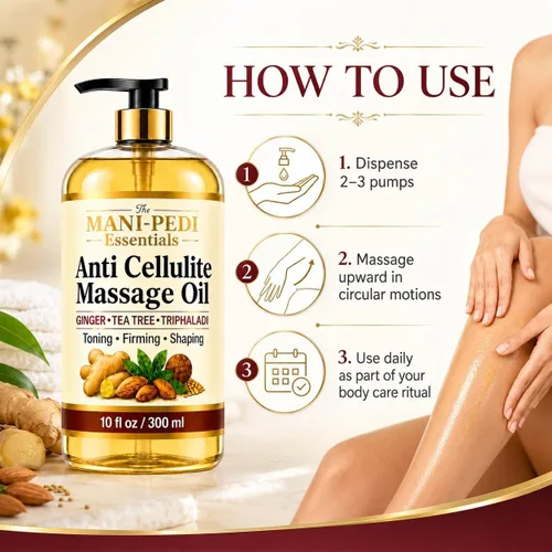 Vista 5 de TMPE Aceite corporal anticelulítico – Tonifica, reafirma y da forma visiblemente con jengibre, árbol de té y hierbas naturales, fórmula no grasosa