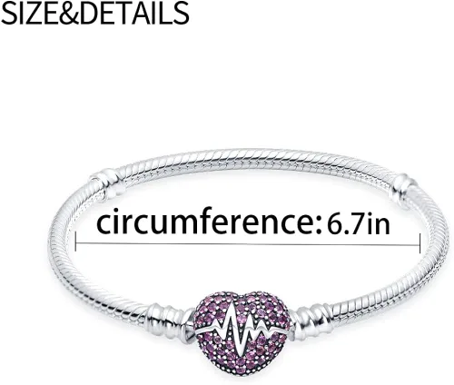 Vista 6 de Pandach Pulsera de cadena de serpiente de plata de ley 925 LOVE con cierre de circonita cúbica transparente, pulseras básicas con dije que se