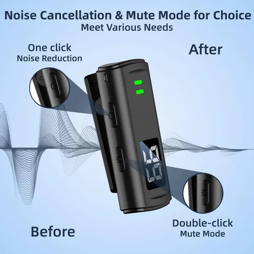 Vista 2 de Micrófono Lavalier inalámbrico para iPhone 16 - Micrófono de teléfono USB C para grabación de video con reducción de ruido, mini micrófonos 35H
