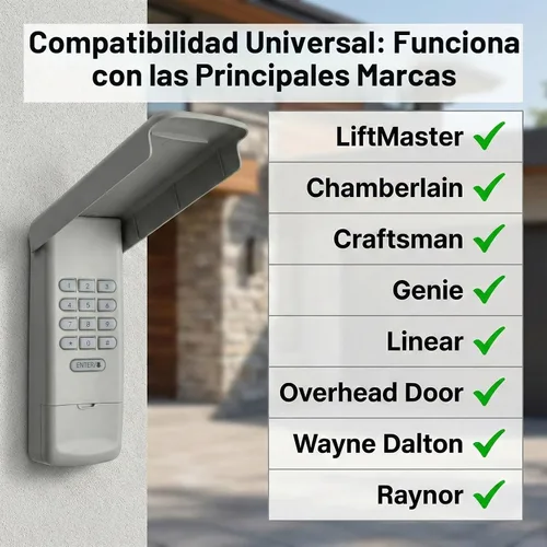 Vista 2 de Control remoto universal para abrir puertas de garaje con teclado inalámbrico sin llave, compatible con Genie, LiftMaster, Chamberlain, Craftsman