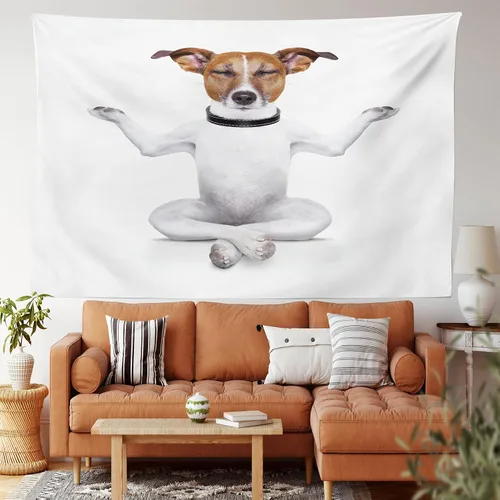 Vista 13 de Lunarable Tapiz mexicano, tema de cultura latinoamericana, sombrero de paja, manta de serape de Maracas, decoración de tela para colgar en la pared