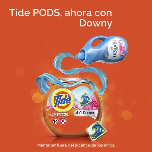 Vista 7 de Tide PODS con detergente líquido Downy, April Fresh, 12