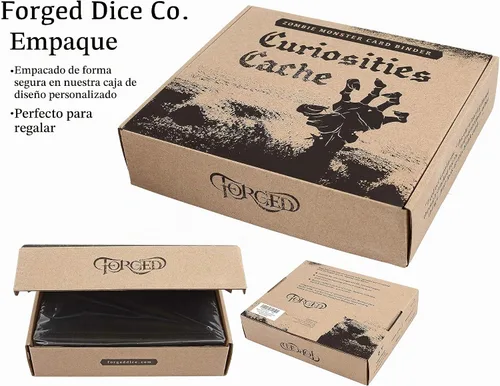 Vista 5 de Forged Dice Co. Curiosities Cache - Carpeta organizadora de tarjetas y tarjetas hechizas con páginas, color marrón oscuro, 9.5 x 8 x 2 pulgadas