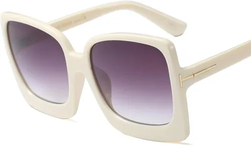 Vista 3 de Freckles Mark Gafas de sol de inspiración vintage para mujer, diseño cuadrado grande de plástico