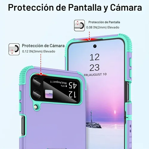 Vista 3 de [Usado] BENTOBEN Funda para Samsung Galaxy Z Flip 4, Z Flip 4 5G, resistente 2 en 1, cuerpo completo, resistente, a prueba de golpes, con anillo