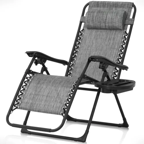 Vista 14 de CAPHAUS Silla reclinable beige Zero Gravity para exteriores, reclinable de gravedad cero, silla antigravedad para interiores y exteriores, silla