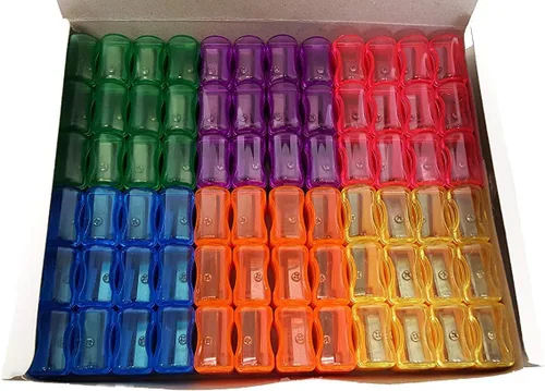 Vista 4 de Sacapuntas para niños con tapas extraíbles de color neón (paquete de 72)