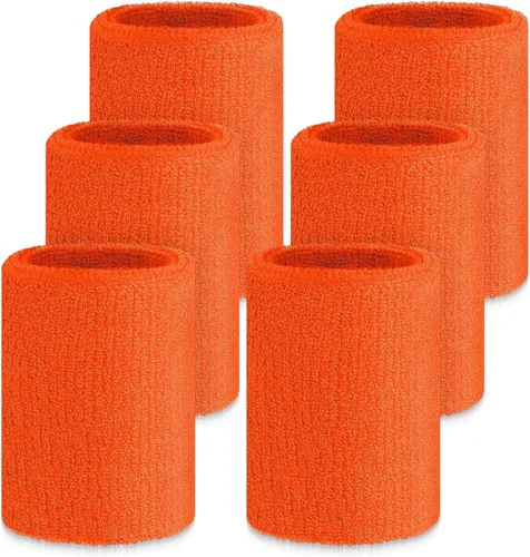 Vista 7 de Wettarn 6 Piezas Muñequeras de 4 Pulgadas de Tenis y Gimnasia para Agarre y Deporte Bandas de Muñeca de Algodón Elásticas Gruesas para Tenis y Fútbol