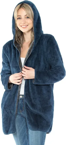 Vista 10 de Manta con capucha en forro polar grueso con bolsillo, color negro, tamaño grande, para mujeres y hombres, cálida y acogedora