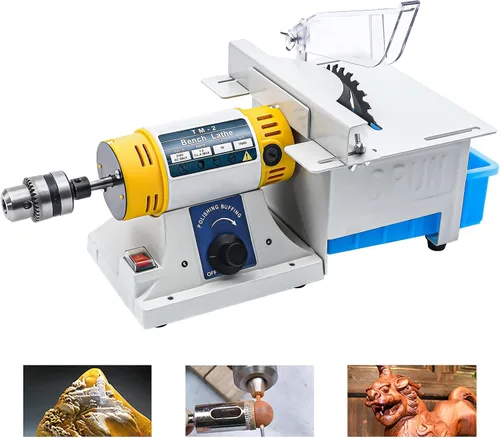 Vista 2 de Máquina de pulir de mesa de jade gema, mini torno máquina herramienta DIY carpintería Torno de madera Fresadora Molienda Perlas de pulido Taladro