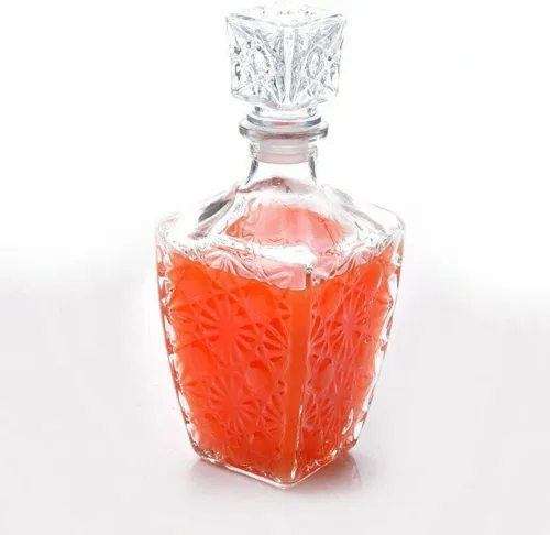 Vista 4 de Anso Decantador de cristal de cristal para whisky, dispensador de botellas, licor, vino, vodka, alcohol (8.5 fl oz)