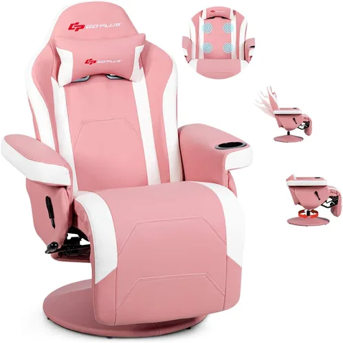 Vista 8 de POWERSTONE Silla reclinable para videojuegos, silla de masaje ajustable con soporte para tazas, reposapiés, sofá individual ergonómico, sala