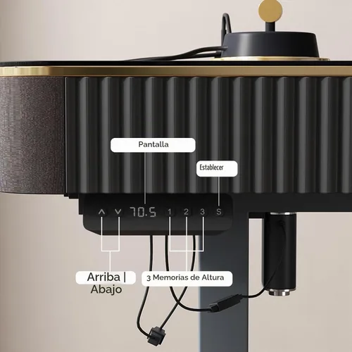 Vista 5 de Lartis Escritorio de oficina, mesa elevadora eléctrica para computadora, escritorio de pie con cajón de carga, puerto USB, mesa para computadora
