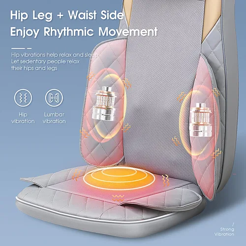 Vista 3 de Masajeador de espalda, masajeador Shiatsu de cuello y espalda con calor, masajeador de espalda 4D para aliviar el dolor de tejido profundo, cómodo