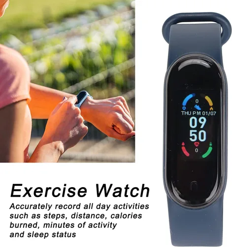 Vista 3 de PUSOKEI Pulsera deportiva con monitor de frecuencia cardíaca, reloj inteligente, podómetro, monitor de sueño, contador de calorías