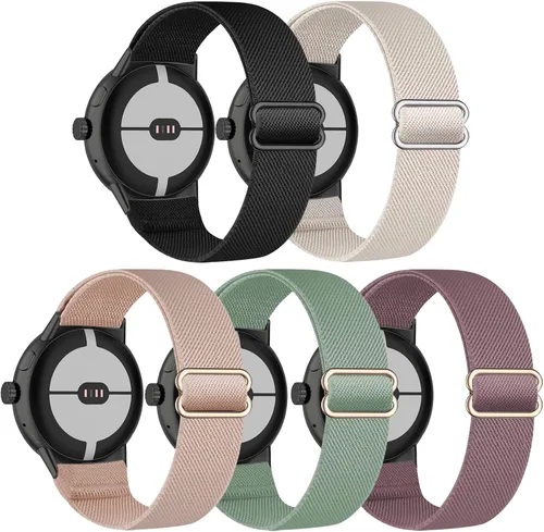 Vista 11 de Paquete de 5 correas elásticas de nailon compatibles con Google Pixel Watch 4, 3, 1.614 in, Google Pixel 2, Google Pixel 2, correas elásticas