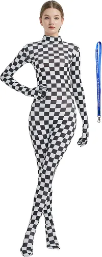 Vista 23 de Overol completo Full Bodysuit para mujer, con cremallera, sin capucha, de licra Spandex, para disfraz Zentai Negro