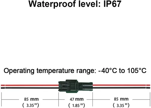 Vista 3 de Conectores impermeables de 2 pines, conector de cable eléctrico automotriz impermeable de 16AWG, macho hembra de desconexión rápida para automóvil