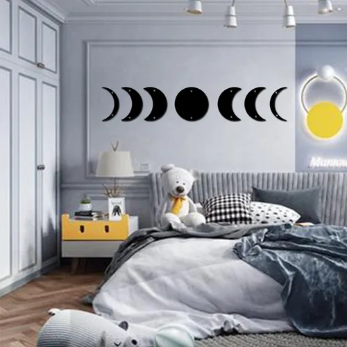 Vista 5 de Letrero de metal de fase lunar, decoración del hogar, arte de pared de fases lunares, decoración de pared de fase lunar, letreros de metal