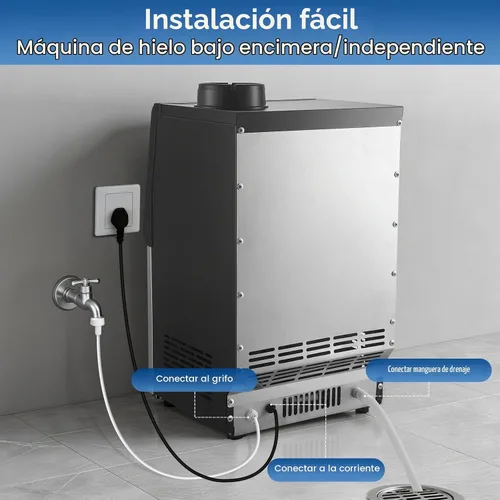 Vista 2 de Máquina de hielo comercial de 90 libras, almacenamiento de 18