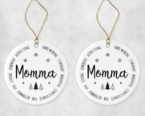 Vista 3 de Descriptive Momma Ornament, Best Momma Ever Ornament, Momma Xmas Keepsake Gift from Daughter Or Son, New Momma Ornament, First for Momma Printed on